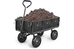 Homdox MAX 880LB Garden Cart, Heavy Duty Garden Wagon, Mesh Foldable Garden Cart, Pullable Garden Wagon with 180° Rotating Handle, Collapsible Garden Cart for Yard Garden Beach Farm, Black with Bag