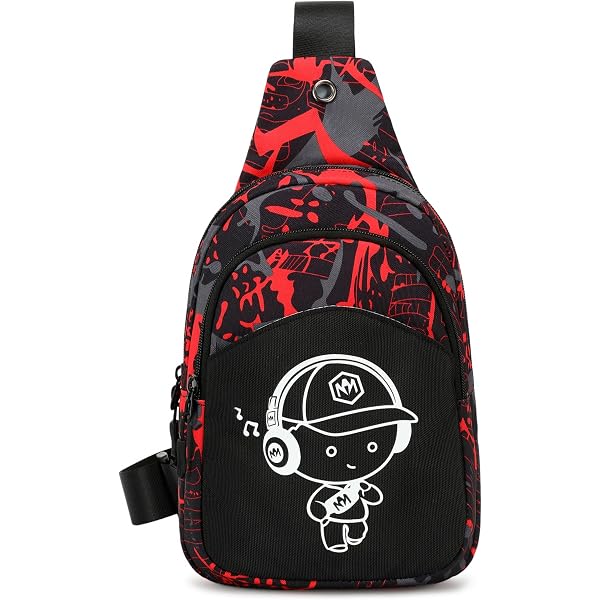 Shark Mouth Camo Fanny Pack - Waterproof Nylon Crossbody Sling Bag With USB Port, Army Green
