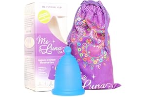 Most Customizable Menstrual Cup by MeLuna USA | Custom Fit for All Body Types | Reusable Comfortable Period Cups | Tampon Pad Alternative (Small, Blue with Ball Handle)
