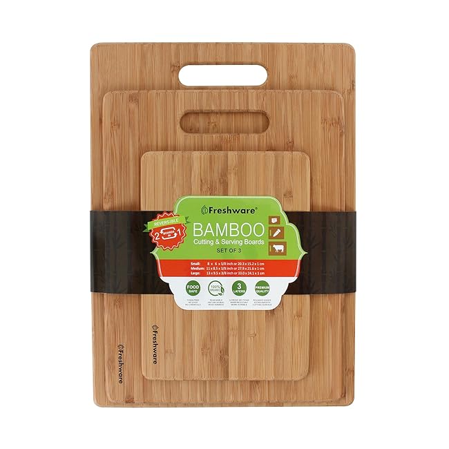 Freshware Bamboo Cutting Board, Set of 3