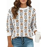 GraceSelect Women's Spring Pullover Sweater Long Sleeve Oversized Printed Cute Crewneck Knitted Top 2026 Trendy Fashion