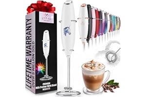 ZULAY KITCHEN Zulay Powerful Milk Frother for Coffee with Upgraded Titanium Motor - Handheld Frother Electric Whisk, Milk Foamer, Mini Blender and Electric Mixer Coffee Frother for Matcha - Unicorn White