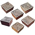 Designer Motif Geometric and Square Wooden Printing Stamps (Set of 6) Htag1046
