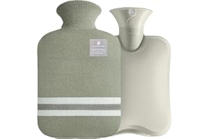 OliviaLiving Hot Water Bag Hot Water Bottle 2 Liter Heat Up and Refreezable Hot Cold Pack with Classic Striped for Pain Relie