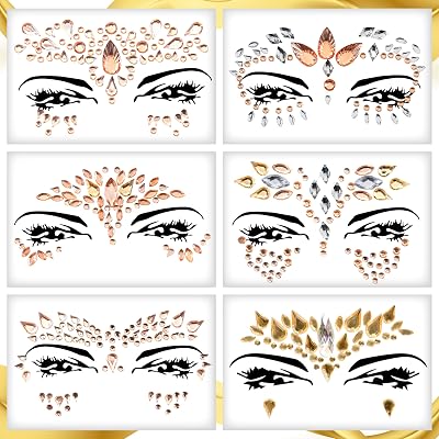 FaceGEM London 6 PCS Face Gems Adhesive Glitter Jewelry Sticker Z6ZAKMIX-C