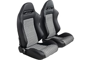WIILAYOK 2 Pack Racing Seats, Universal Bucket Seats Pair with Dual Lock Sliders for Front-Back Adjustment - PVC Leather Automotive Racing Seats Pair for Cars, Black