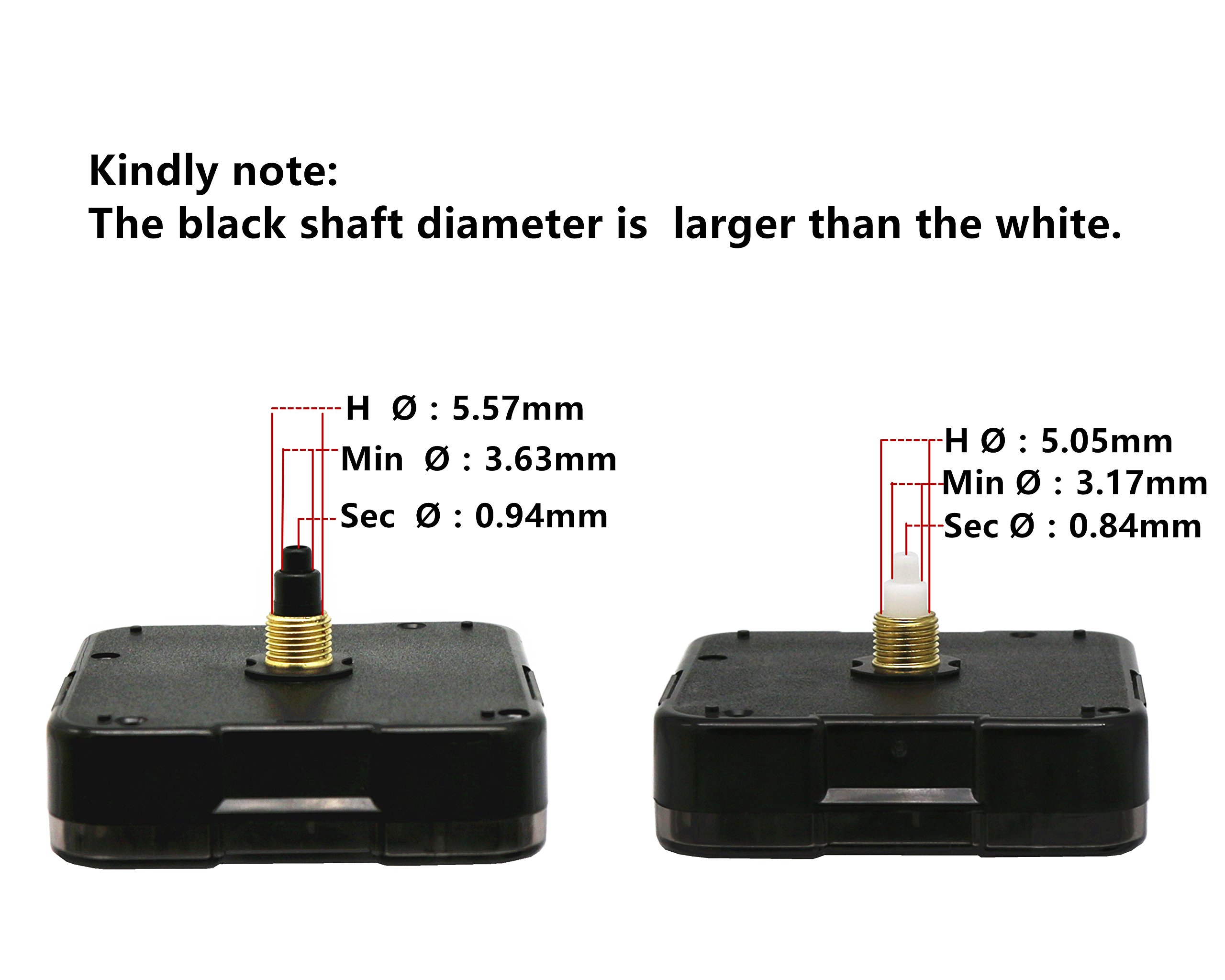 TIKROUND Youngtown 12888 Clock Movement, 13.5mm Shaft, 5.5mm Thread, White