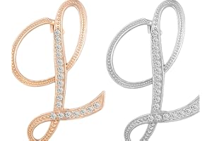 CINFAC 2PCS letter brooch pins for women fashion 26 letters A~Z Gold silver rhinestone men Women's alphabet initial brooches pin for clothing Christmas stockings bulk