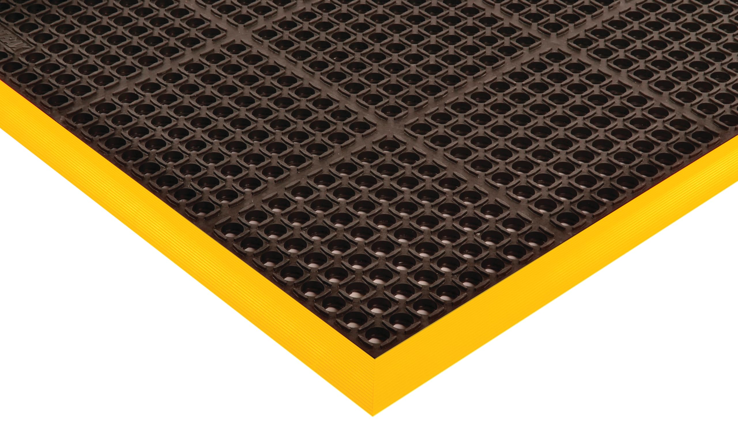 NoTrax Sure Step Rubber Non Slip Drainage Mat - Yellow/Black 40" x 64" Lightweight Light-Duty Anti Fatigue Mats with 4 Sided Beveled Edges and Ergonomic Support - 514S4064YB 40" x 64" Yellow/Black