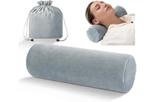 urnexttour Neck Pillow Memory Foam Cervical Round Roll Pillows for Pain Relief Firm Neck Brace Lumbar Pillow Grey 13.3 x 4.7 Inches