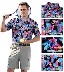 uideazone Mens Golo Shirts Dry Fit Colorful Palm