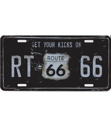 Route 66 Mother Road Metal License Plate – Chicago To LA, Standard 6x12 Inch, Aluminum
