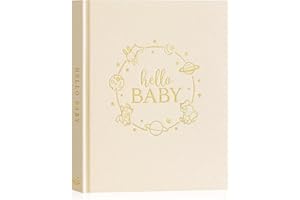 Lanpn Hello Baby Memory Book for Boy Girl - Linen Hardcover Baby Book Keepsake for New Parents - Newborn Baby First 5 Year Jo