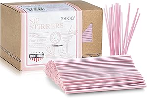 ESKAY PRODUCTS 1000 Plastic Coffee Stirrers, 5-Inch Cocktail Straws and Stir Sticks for Coffee Bar and Restaurants, Made in USA (Light Pink/Purple shade)