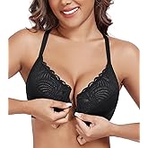 DotVol Women's Front Close Bra T Back Full Figure Underwire Plus Size Seamless Unlined Bra for Large Bust