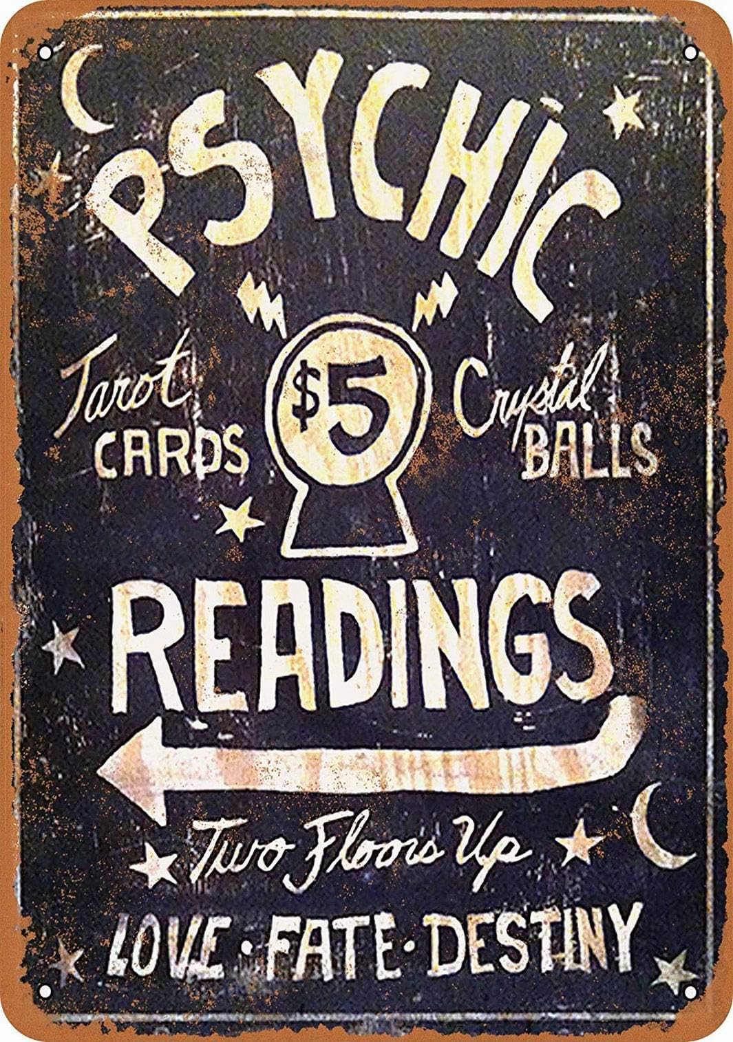 Fsdva 12 x 16 Metal Sign - Psychic Readings $5 Tarot Cards Crystal Balls - Vintage Wall Decor Art