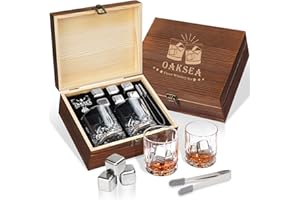 OAKSEA Gifts for Men Dad Husband Christmas, Stainless Steel Whiskey Glasses Stones Set, Anniversary Birthday Wedding Gifts for Him Boyfriend Groomsmen Grandpa, Cool Burbon Scotch Set Gifts Stocking Stuffers