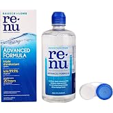 Renu Advanced Multi-Purpose Contact Lens Solution with Case, 12 Fl oz | Cleans, disinfects, moisturizes soft lenses, all-day comfort, includes lens case, 12 oz