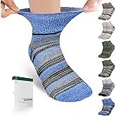 Bulinlulu Bamboo Viscose Diabetic Socks, 6 Pairs Non Binding Ankle Socks, Reinforced Toe, Size 6-9/9-11/13-15