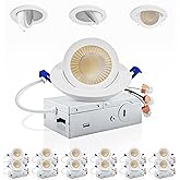 Adetu 3 Inch Gimbal Led Recessed Lighting, 360°+90° Adjustable Directional Recessed Lights, 2700K/3000K/3500K/4000K/5000K Dimmable Retrofit Eyeball Can Lights with Jbox,ETL (White,12 Pack)