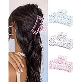 HAIMEIKANG Cute Flower Hair Claw Clips - 3 Pieces Summer Hair Clips for Women,Non-Slip Strong Hold Claw Clips for Thick/Thin Hair