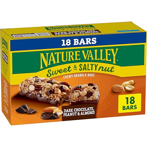 NATURE VALLEY GRANOLA BARS, SWEET AND SALTY NUT, DARK CHOCOLATE PEANUT AND ALMOND, 18 BARS, 21.6 OZ