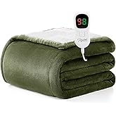 Homemate Electric Heated Blanket Full Size - 72"x84" Heating Blanket Full Size 1/2/4/6/8 Hours Auto-Off 10 Heat Level Over-Heat Protection Flannel Sherpa ETL Certification