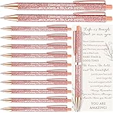 18 Set Inspirational Pens for Women Bulk - Rose Gold Glitter Ballpoint Pens with Quotes for Coworker Appreciation Gifts - Nurse Teacher Staff Christmas Desk Accessories Office Supplies (Awesome)