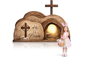LFUTARI 48'' x 25'' Easter Empty Tomb Cardboard Display, Religious Resurrection Cardboard Decoration, Stand-Up He is Risen Cu