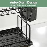 niffgaff 2-Tier Black Dish Drying Rack with Drip Tray Utensil Cup Holder view 5