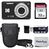 KODAK PIXPRO FZ55 16MP Digital Point & Shoot Camera, 5X Optical Zoom, 28mm Wide Angle, 1080P Full HD Video, Bundle with 32GB SD Card, Protective Case, and Hi-Speed Card Reader (Black)