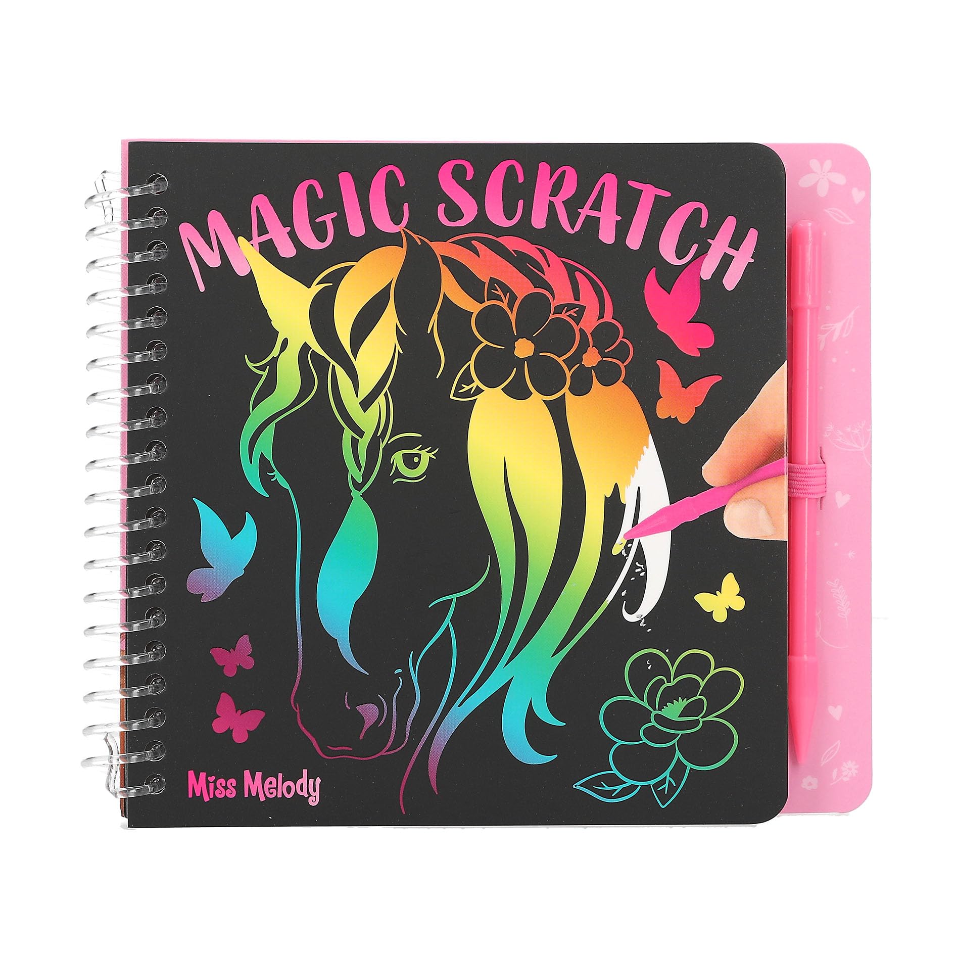 Depesche Miss Melody Mini Magic Scratch Book with Cute Horse Motifs, Colourful Gradient, for Kid