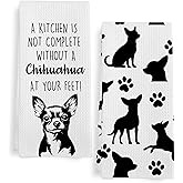 GWFSJYU Chihuahua Dog Gifts Kitchen Towels Set of 2, Funny Chihuahua Decor Dish Tea Towels for Kitchen, Chihuahuas Dog Paw Decorative Hand Towel for Bathroom, 16x24 Inch