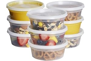 Comfy Package GUSTO [48 Sets - 8 oz.] Plastic Deli Disposable Food Storage Containers with Airtight Lids - Slime Containers (Formerly
