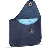 TheAntiq Blue Credit Card Orgnizer Case - Handmade Leather Card Case wallet for Men & Women with Single Button Closure, Slim Leather Card Holder, Stylish Credit Card Wallet for Front Pockets