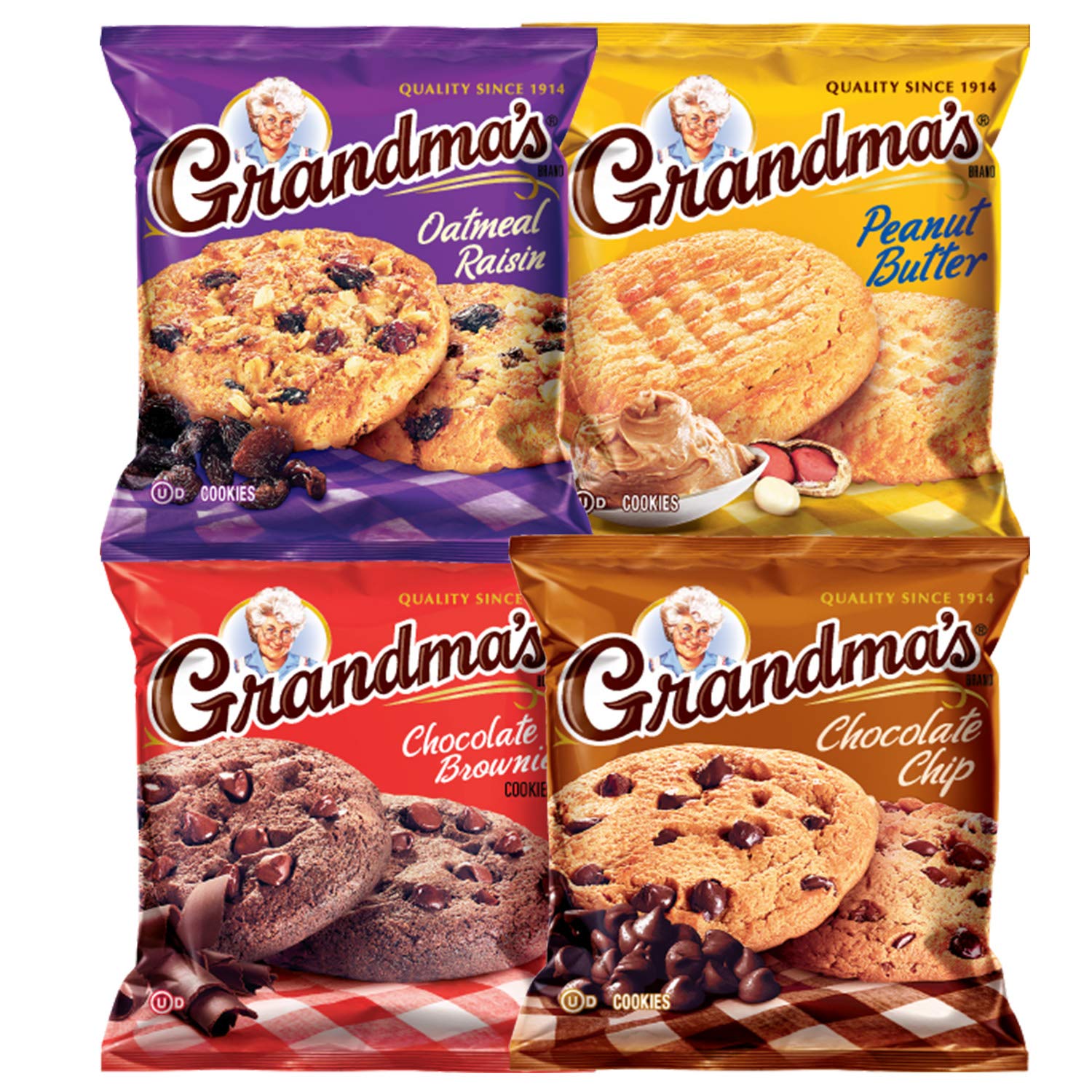 Grandma\'s Cookies Variety Pack Includes Chocolate Brownie, Chocolate Chip, Oatmeal Raisin & Peanut Butter (40 Count)