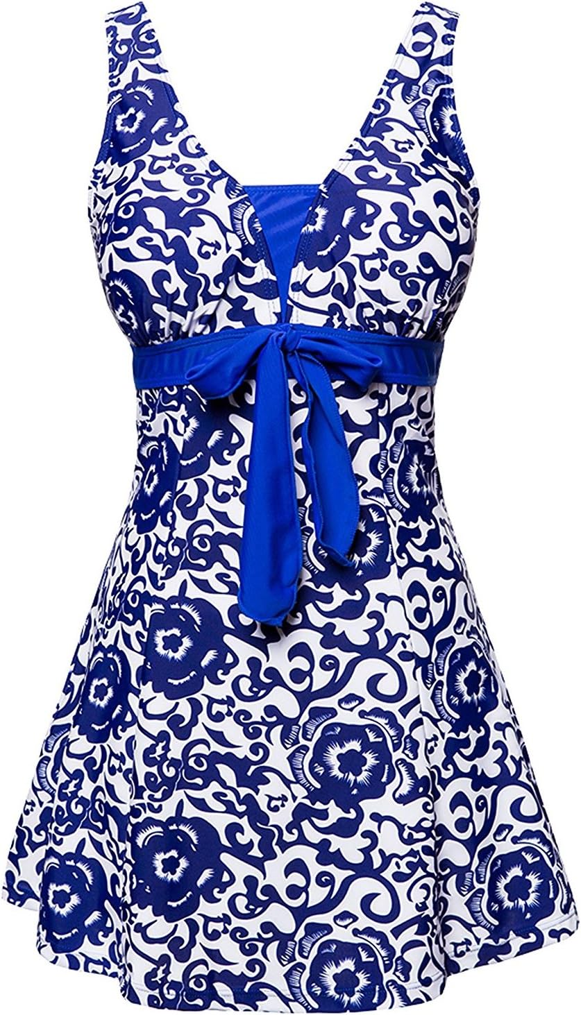 Amenxi Ladies Polka Bikini Dress Plus Size Swimwear Retro Beachwear Halterneck Swimsuit with Boyshort