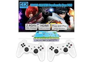 RegiisJoy 30000 in 1 Pandora Game Box 70S Mini Arcade Stick Retro Game Console,Plug and Play,10+ Emulators,128G TF Card,4K HDMI Output,Dual 2.4G Wireless Controllers