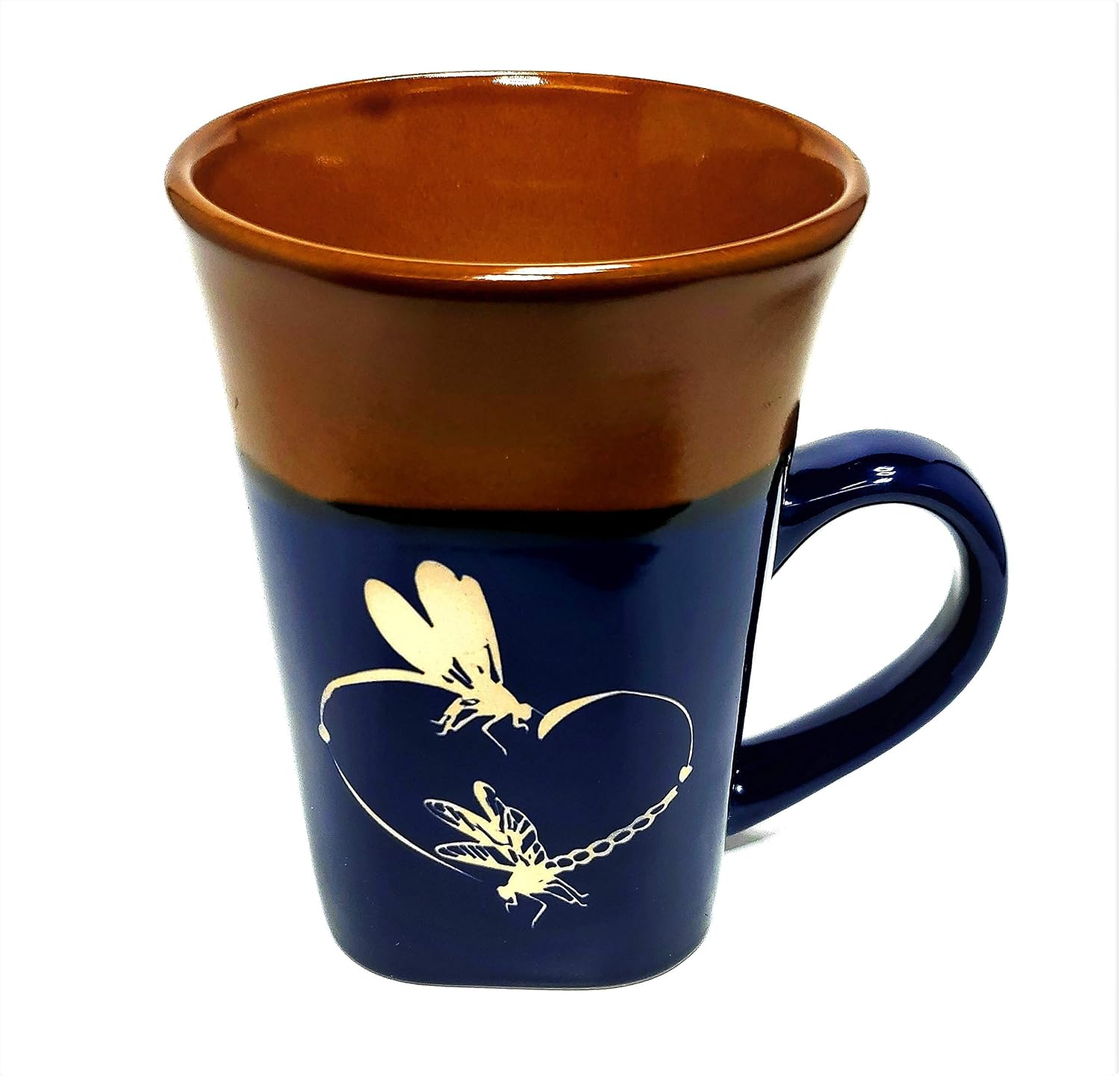 Free Shipping Dragonfly Heart Blue Coffee Mug Or Tea Cup Deep Carved Handmade Engraving Done By