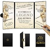 DARUNAXY Black Gold Retirement Party Decorations, This Legend Has Retired Alternative Signature Guest Book for Men Women Happy Retirement Gifts Signing Card Board for Retirement Farewell Party Supply