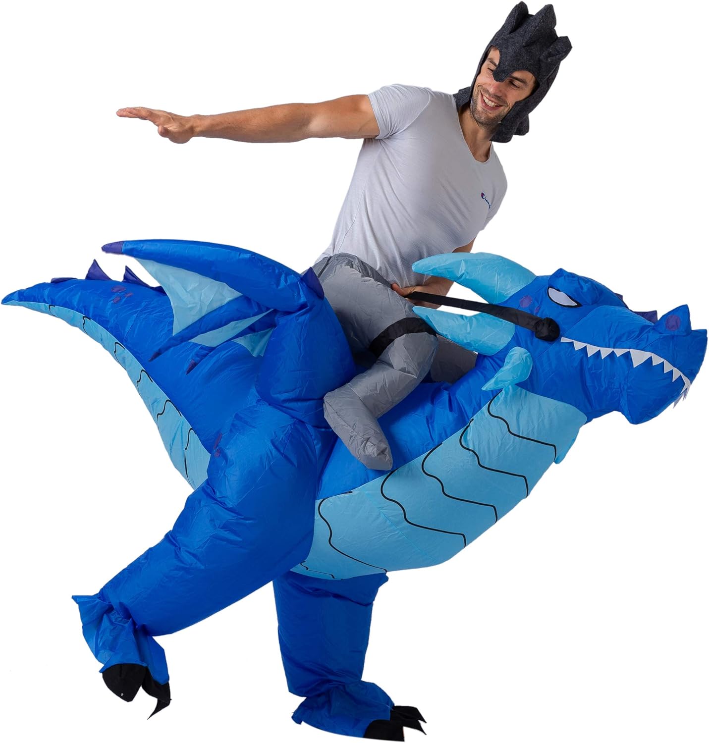 Halloween Inflatable Costume Blow-up Deluxe Riding an Ice Dragon Blue: Clothing