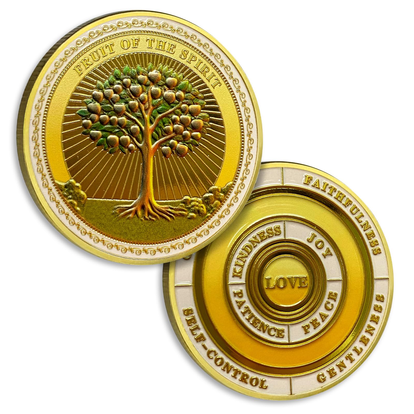 Fruit of the Spirit Christian Challenge Coins Galatians 5:22-23 Jesus God Empowerment Prayer Token Art Pocket Bible Verses Gold Coin Lucky Religious Commemorative Gifts for Men Women