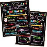 Double-Sided First Day of School Board, 12 &times; 10 Inches Back to School Sign | Reusable, Easy to Clean, Blank Board to Write, Color Painting Last Day of School Board First Day of School Kindergarten Pre-K