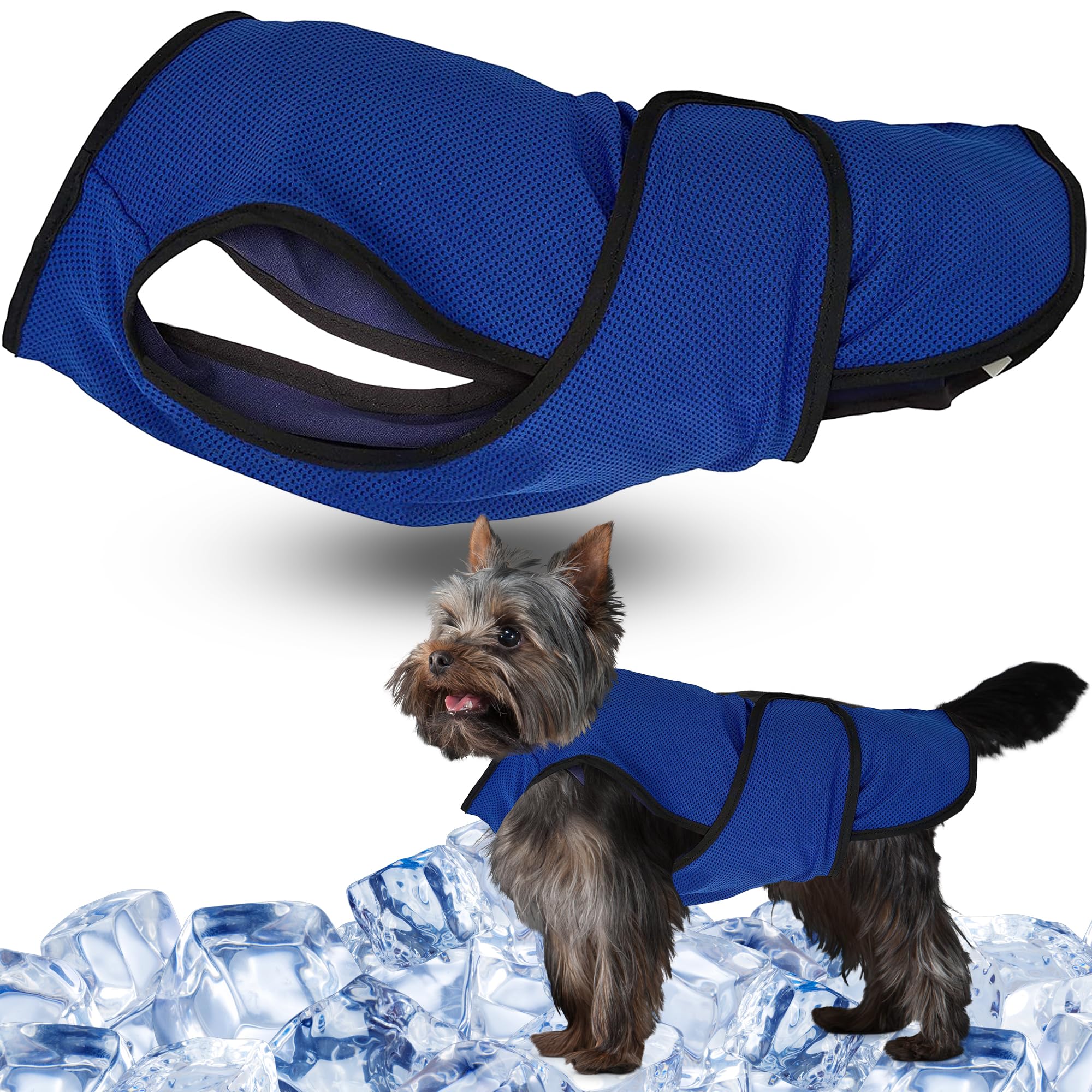 Lautus Pets Small Dog Cooling Vest - Easy On/Off Cooling Coat with Double Velcro & Zip Neck, Lightweight & Portable Cooling Jacket for Dogs, Perfect for Dog Owners, Walkers, Sitters & Pet Carers