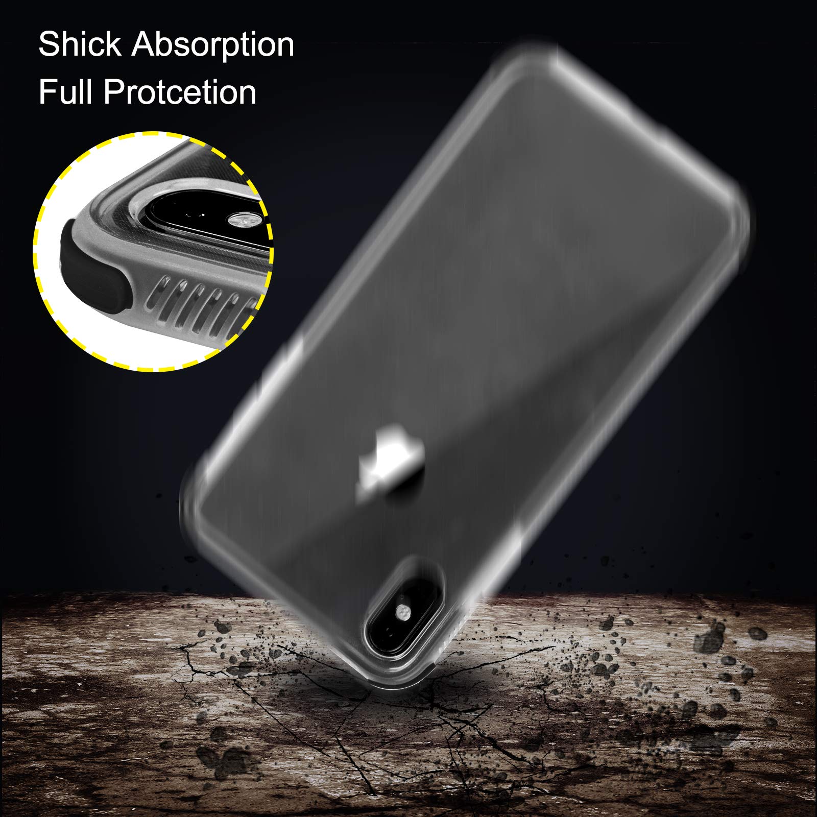 Voilamart iPhone X Case, iPhone Xs Case Crystal Clear Transparent Anti-Slick/Protective Case for iPhone X/Xs 5.8 Inch, Black