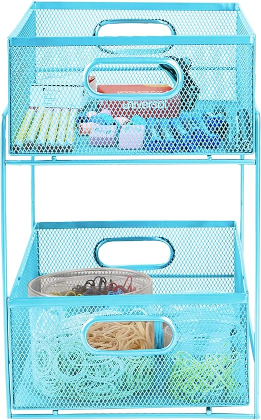 Amazon Com Mind Reader Cabask2t Blu Sliding Metal Baskets