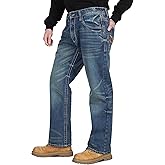 BOCOMAL Mens FR Jeans Relaxed Fit Boot Cut Retro Washed Flame Resistant Denim Work Pants NFPA2112 CAT2