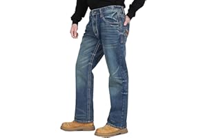 BOCOMAL FR Jeans for Summer Midweight EX-Soft Relaxed Boot Cut Vintage Washed Flame Resistant Work Pants NFPA2112 CAT2