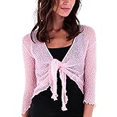 SHU-SHI Sheer Shrug for Women Mesh Knit Cover Up Lightweight Dressy Cardigan for Summer Tie Top Wrap