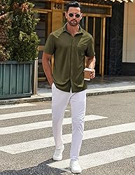 COOFANDY Mens Button Down Short Sleeve Shirt Short